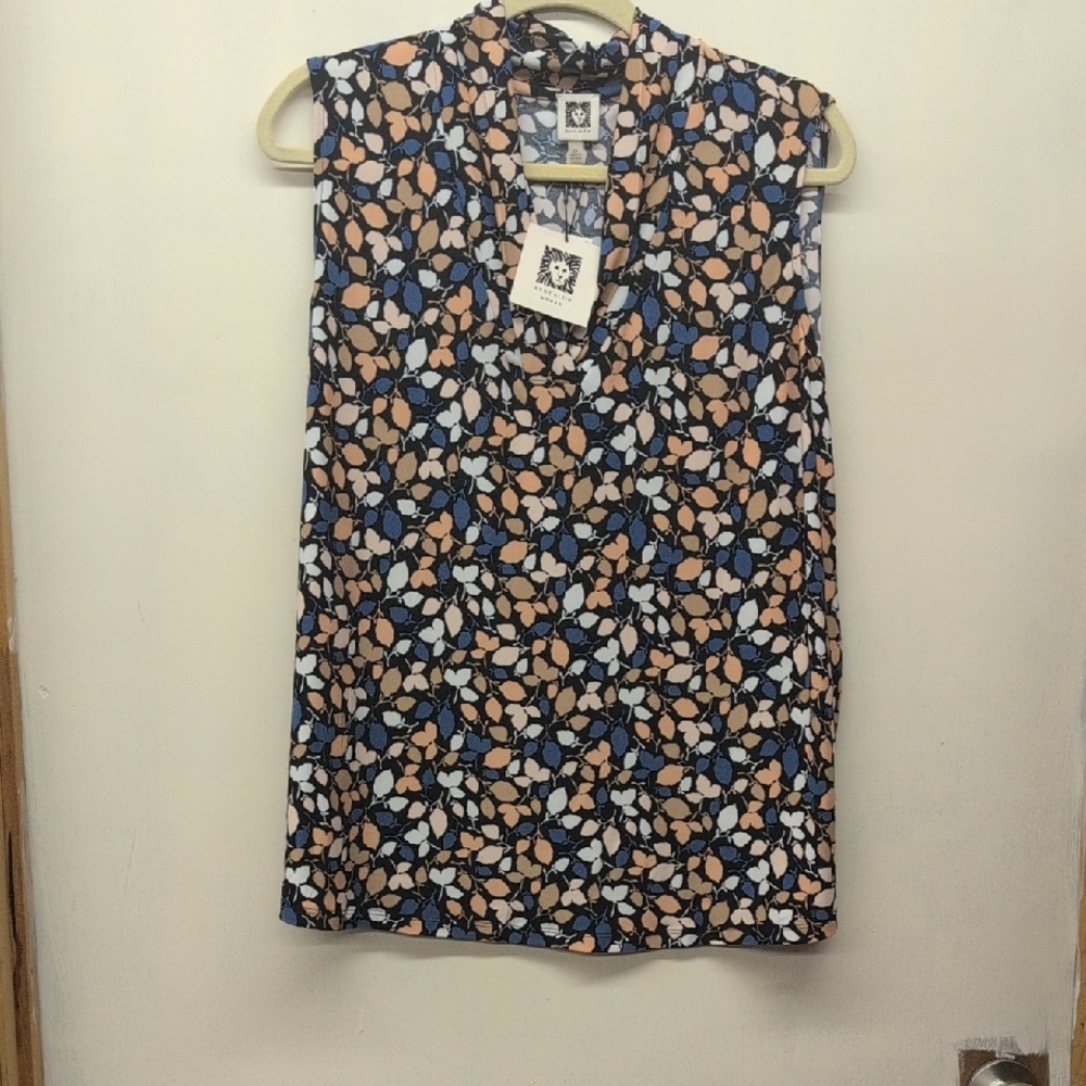 Anne Klein Sleeveless Blouse - Blue, Black, White, Orange